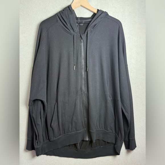 Lululemon Set Aside Zip Hoodie in Black Oversized Fit High-Low Cotton Wool L/XL - Picture 1 of 10